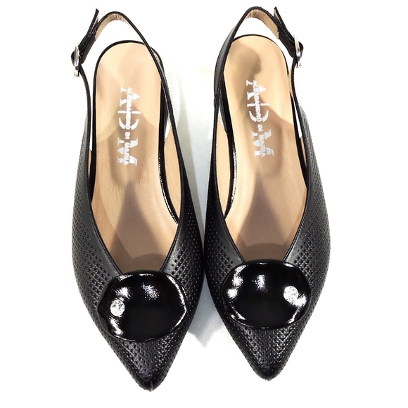 ALESSANDRO DI MARIA 🇮🇹 WOMEN'S BLACK LEATHER COMFORT SUMMER SANDALS - Picture 6 of 8